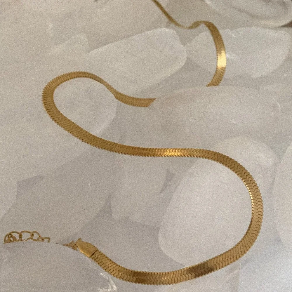 Gold Herringbone Necklace, Gold Snake Chain Necklace, Layered Necklace Gold